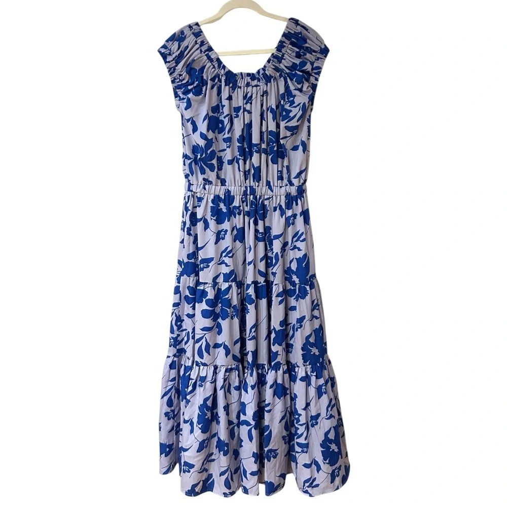 NEW Easel Floral Print Off Shoulder Challis Maxi Dress Sz S Tie Waist Sundress - Picture 7 of 10